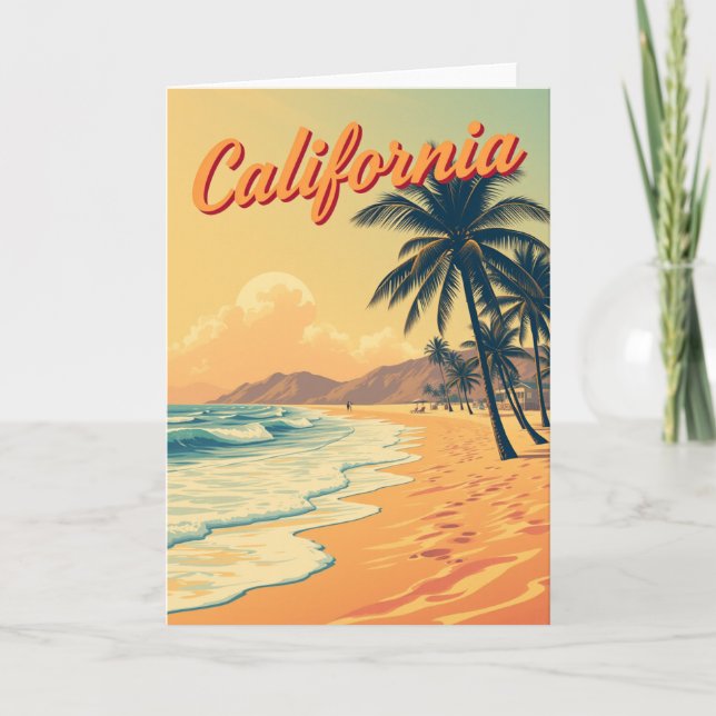Carte de voyage vintage Retro California Beach (Devant)