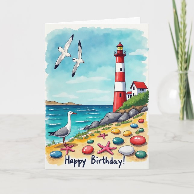 Carte de vue côtière pour anniversaire douce (Devant)