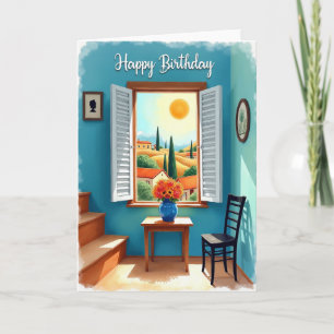 Carte de vue d'anniversaire ensoleillée