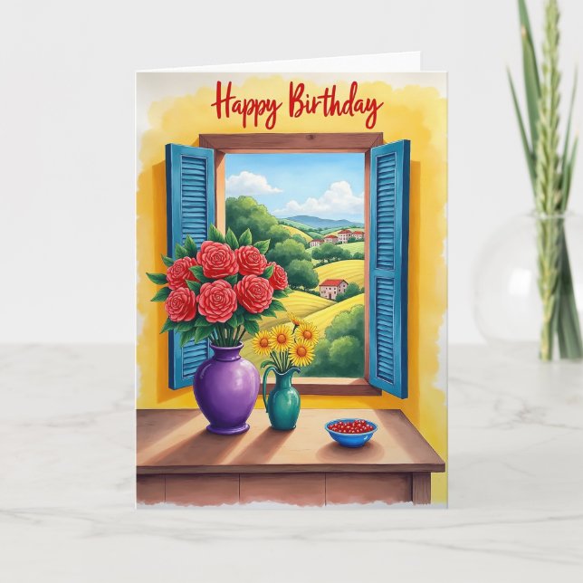 Carte de vue de fenêtre d'anniversaire (Devant)