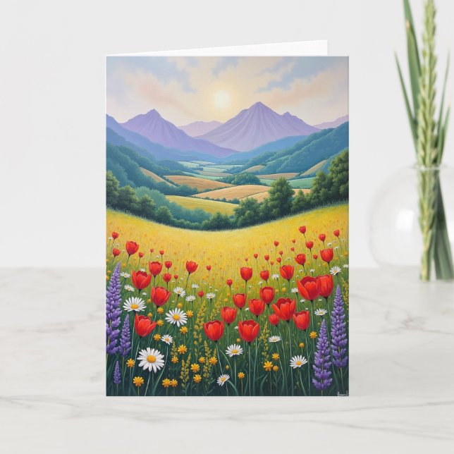 Carte de vue florale d'anniversaire douce (Devant)