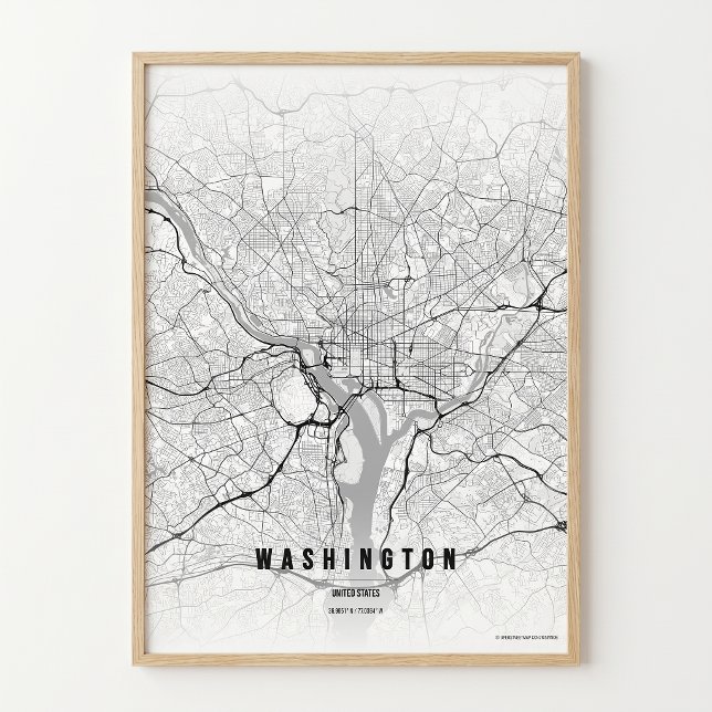 Carte de Washington D.C. Impression d'une affiche  (Créateur téléchargé)