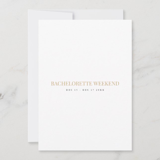 Carte de week-end de bachelorette avec écriture él (Devant)