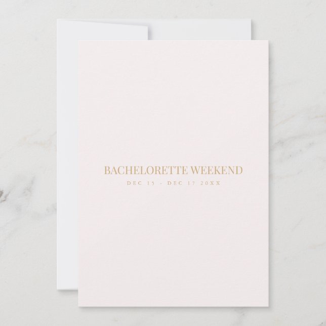 Carte de week-end de bachelorette Script Or et Ros (Devant)