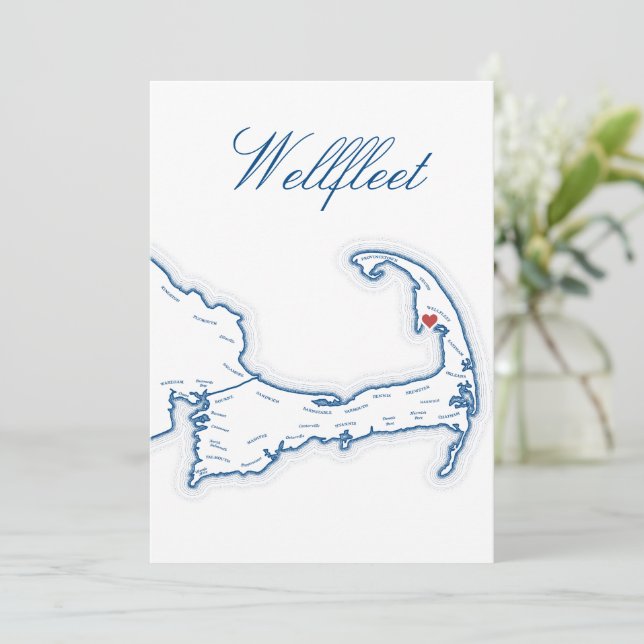 Carte de Wellfleet pour table de mariage sur Cape  (Debout devant)