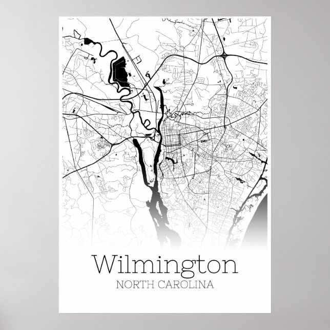 Carte de Wilmington - Caroline du Nord - Poster de (Devant)