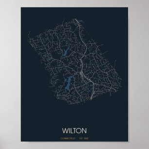 Carte de Wilton Connecticut Poster (Nuit)
