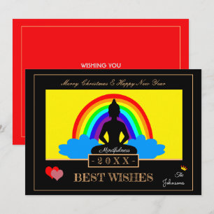 Carte de yoga/méditation Bouddha arc-en-ciel et pl