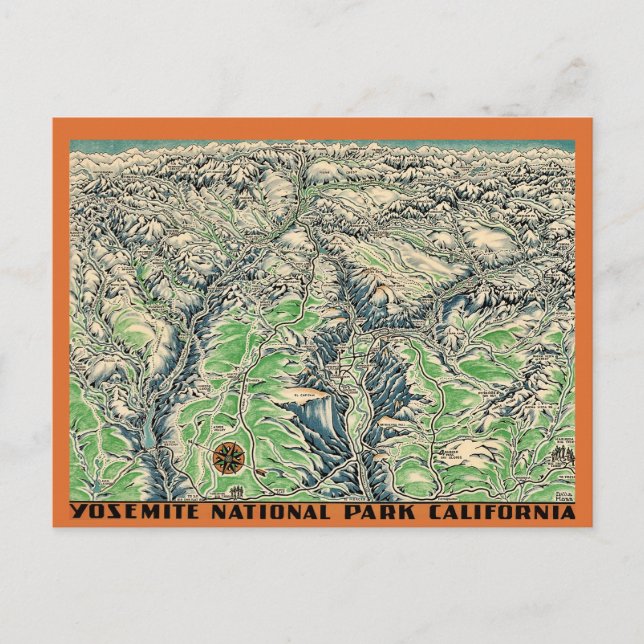 Carte de Yosemite sur carte postale (Devant)