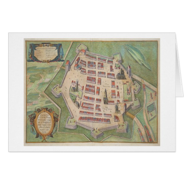 Carte de Zamosc, de "Civitates Orbis Terrarum" par (Devant horizontal)