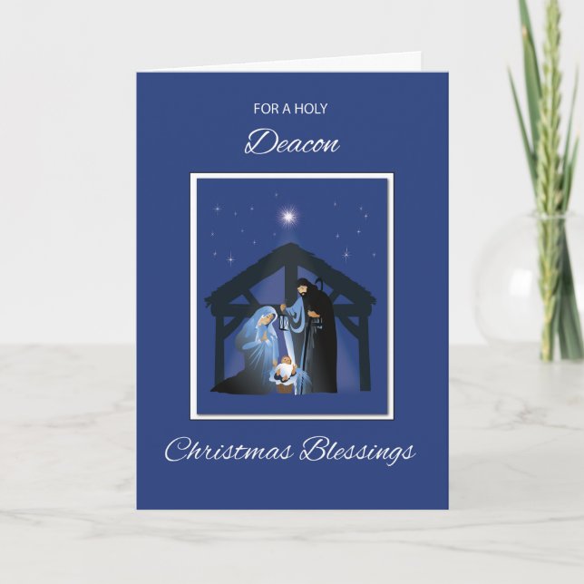 Carte Deacon Christmas Blessing Manger on Blue (Devant)