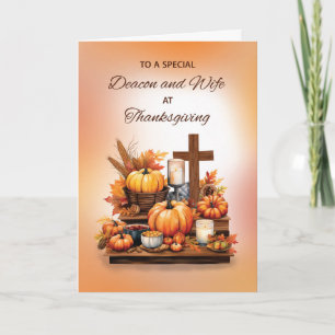 Carte Deacon et femme Thanksgiving avec Cross
