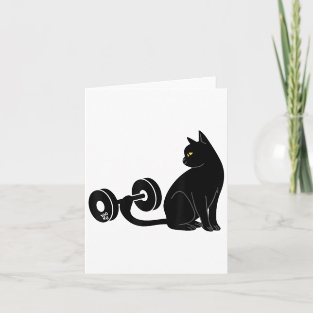 Carte Deadlifting Cat Workout Gym Fitness Exercise Weigh (Devant)