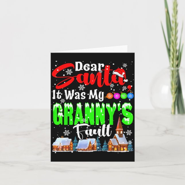Carte Dear Santa It Was My Granny's Fault Santa Naughty  (Devant)