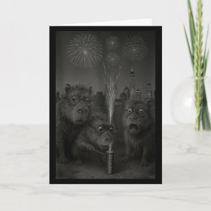 Carte Débardeur drôle capybara feux d'artifice bonne ann