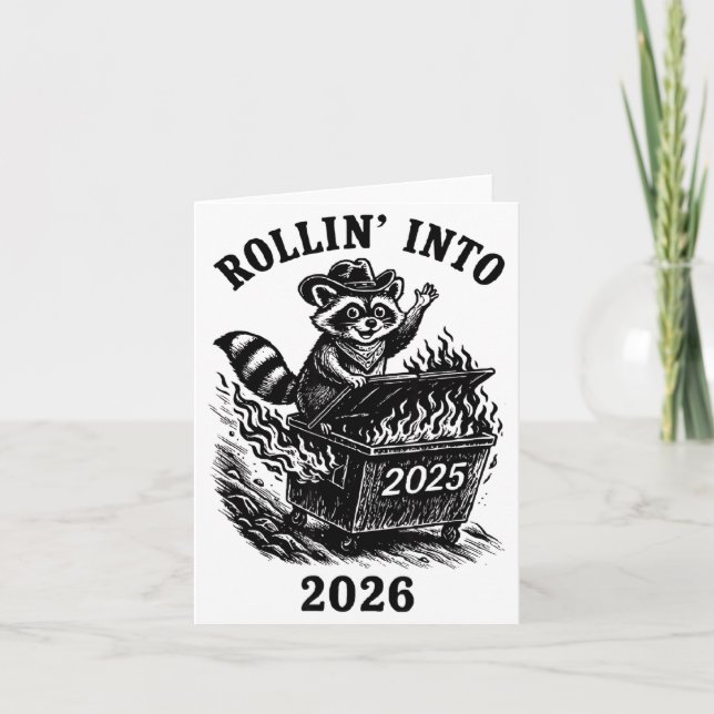 Carte Débarquer en 2026 Raton laveur drôle feu de benne  (Devant)
