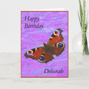 Carte Deborah Happy Birthday Peacock Butterfly