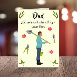 Carte Debout papa drôle de jardin anniversaire