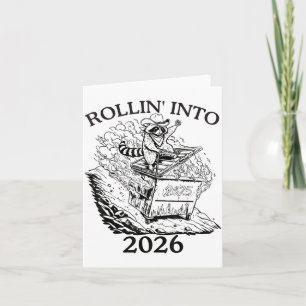 Carte Débuter 2026, fête du Nouvel An feu de poubelle am