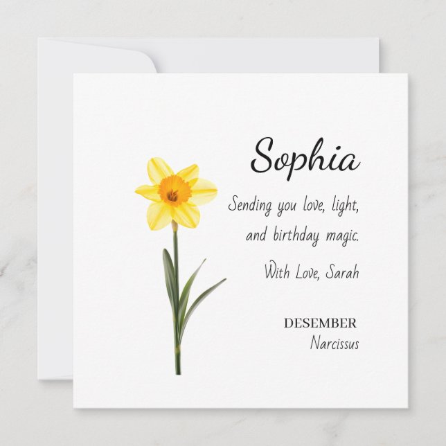 Carte December Narcissus Personalized Birthday (Devant)