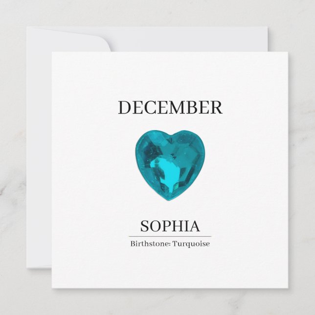 Carte December Turquoise Personalized Birthday Card (Devant)