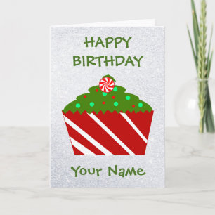Carte Décembre Joyeux Cupcake anniversaire