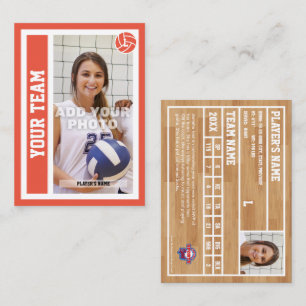 Carte d'échange de volley-ball personnalisée (roug