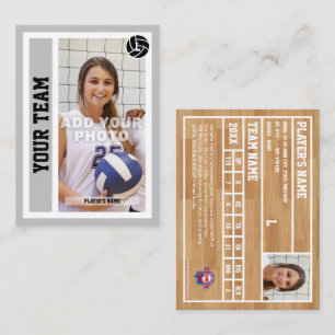 Carte d'échange de volleyball personnalisée (gris 