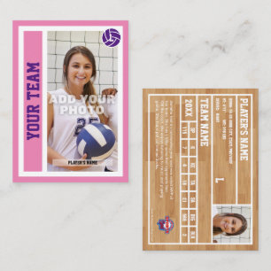 Carte d'échange de volleyball personnalisée (rose)
