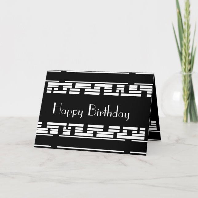 Carte Déco Anniversaire Homme Noir Blanc (Devant)