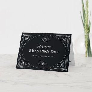 Carte Déco moderne Joyeuse Fête des mères Noir et Blan