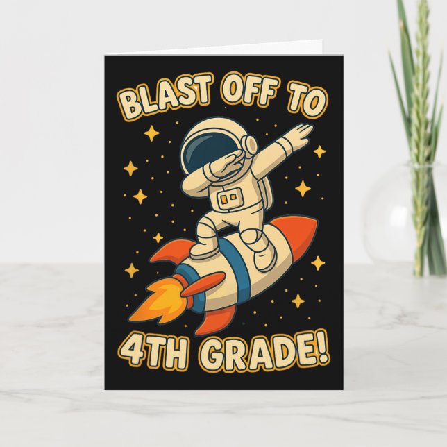 Carte Décollage 4e année Fusée Dab Space Cool École V (Devant)