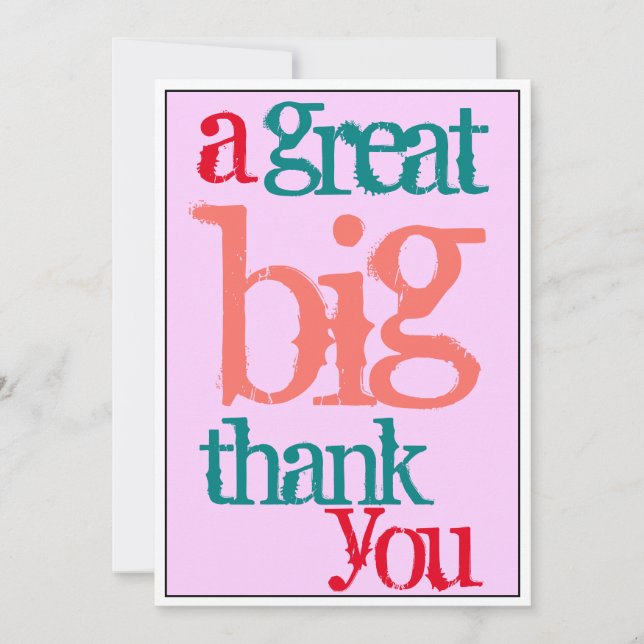 Carte décontractée de grand grand Merci de bureau (Devant)