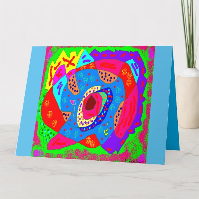 Carte Décor d'art design d'anniversaire couleurs mélangé (Devant)