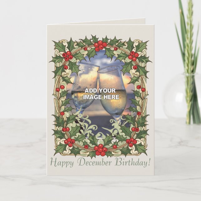 Carte Décor de Noël à Baies de Houx (Devant)