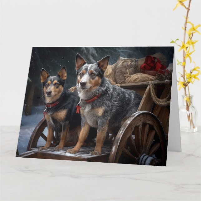 Carte Décor de Noël australien Snowy Sleigh (Fleur jaune)