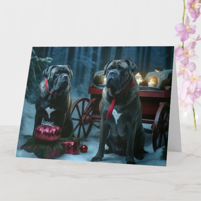 Carte Décor de Noël Cane Corso Snowy Sleigh (Orchidée)
