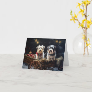 Carte Décor de Noël du Biewer Terrier Snowy Sleigh