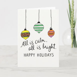 Carte Décor de Noël tiré à la main Tout est calme Vacanc