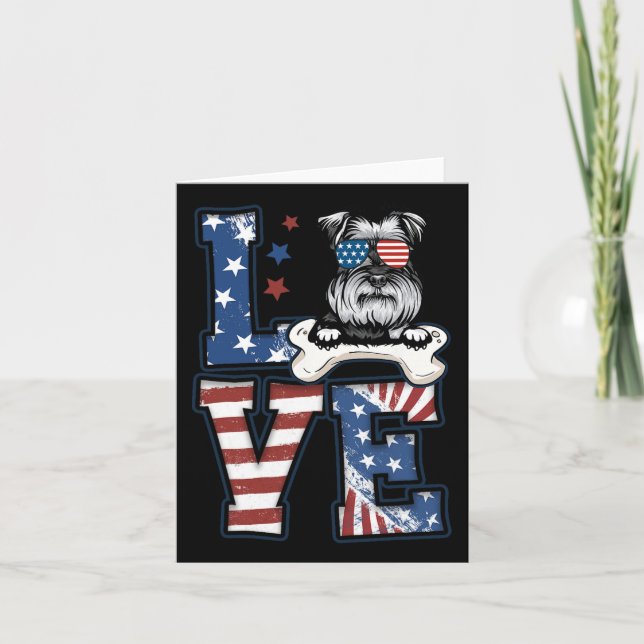 Carte Décoration 4 juillet amour patriotique Schnauzer c (Devant)