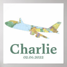 Carte décoration avion pour chambre de bébé person