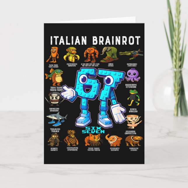 Carte Décoration d'anniversaire drôle Brainrot italien 6 (Devant)