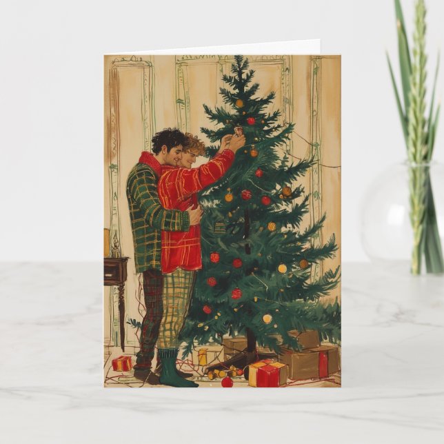 Carte Décoration de l'arbre de Noël Embrassez (Devant)