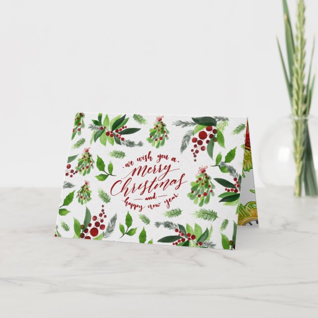 Carte Décoration de Noël Art à l'aquarelle (Devant)