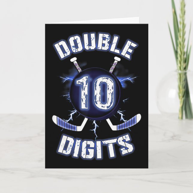 Carte Décorations d'anniversaire à double chiffre Hockey (Devant)