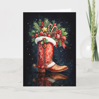 Carte Décorations de bottes de cowboy de Noël Country We
