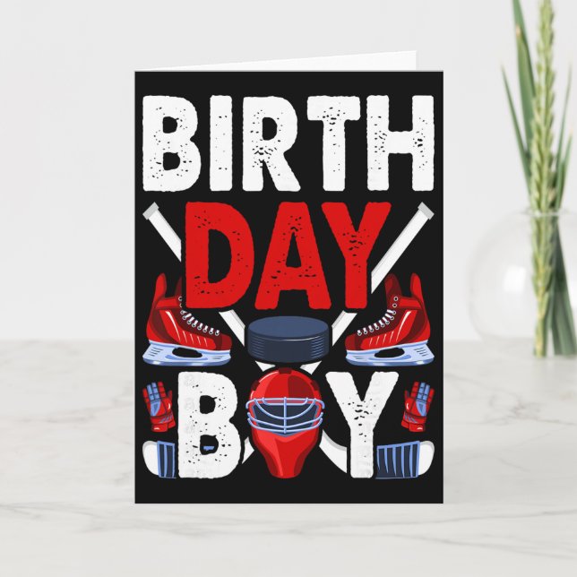 Carte Décorations de fête d'anniversaire de garçon Hocke (Devant)