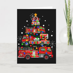 Carte Décorations de Noël drôles Camion de pompiers Noël