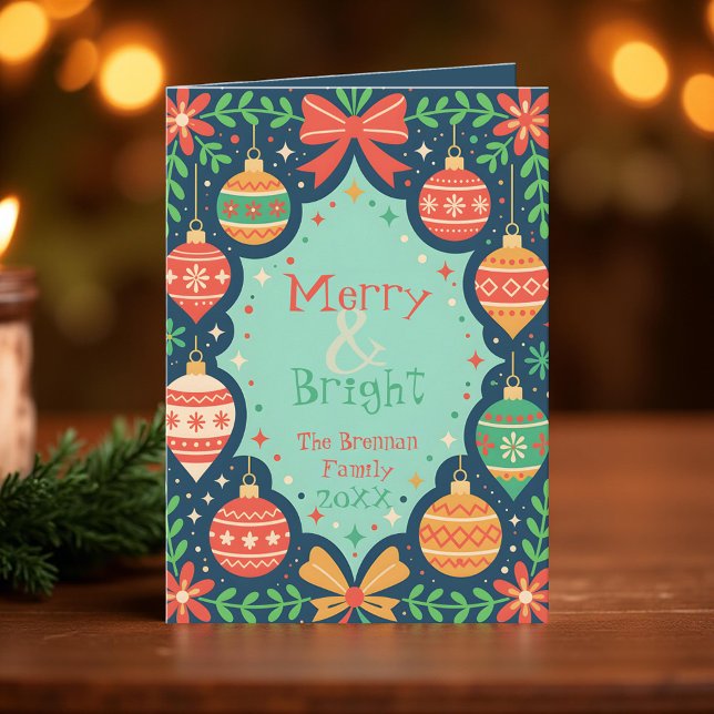 Carte Décorations folkloriques rétro Joyeuses Fêtes de f (Créateur téléchargé)