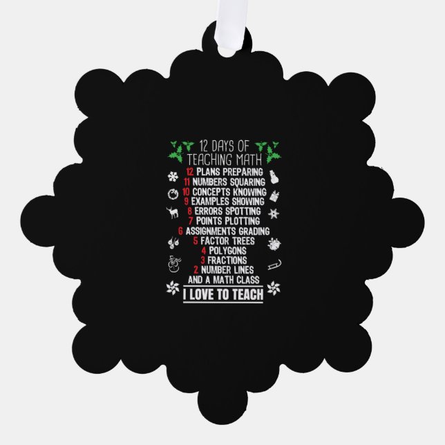Carte Décorative 12 Jours d'enseignement mathématiques enseignant C (Recto)